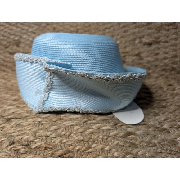 NEW! Deborah New York Light Blue Straw Derby Hat Fashion Church One Size main image 4